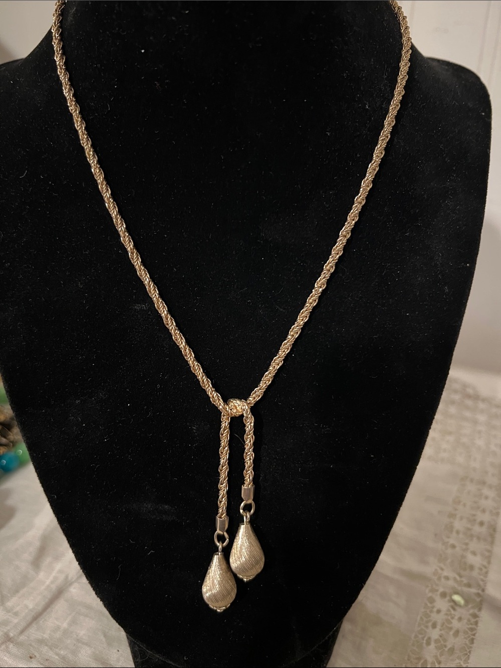 Vintage Citation Tassel Lariat dangle necklace 14”